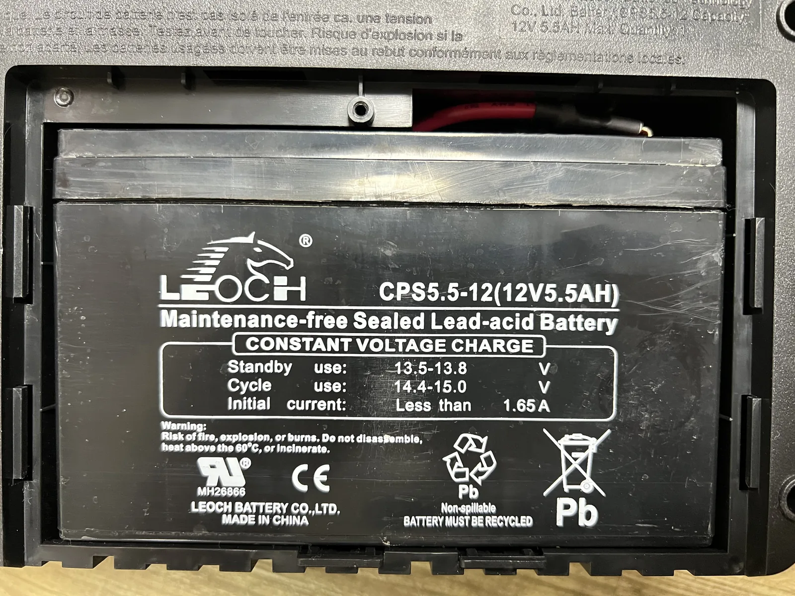 CP650HGa 原廠 LEOCH CPS 5.5-12 電池 CP650HGa 電池室內的 LEOCH CPS 5.5-12 原廠電池
